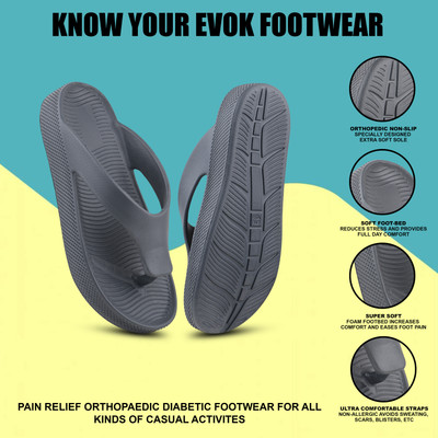 EVOK Men Slippers(Grey , 8)