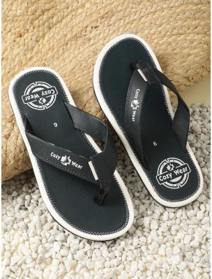 Cozy Wear Men Flip Flops(Black , 6)