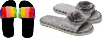 rexizone Women Flip Flops(Multicolor, Grey , 4)