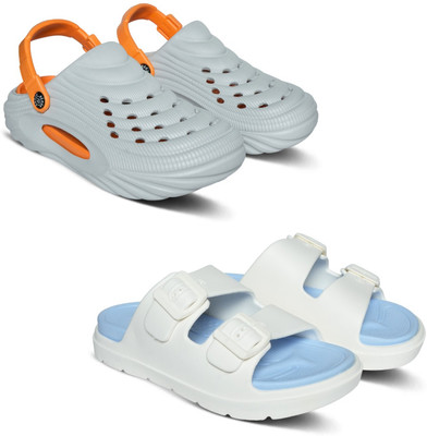 Acorn Men Slides(Grey, Blue , 8)