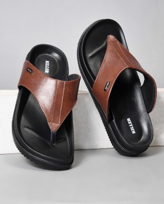 KILLER Men Flip Flops(Black, Brown , 6)