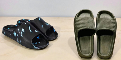 Shoepro Men Slides(Black, Green , 9)