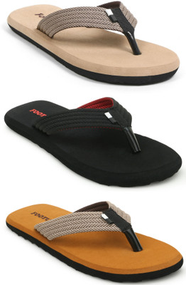 Footup Men Slippers(Beige, Black, Brown , 8)