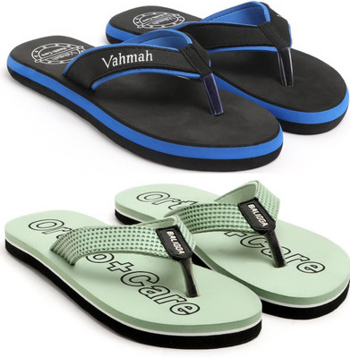 VAHMAH Women Slippers(Blue, Green , 7)