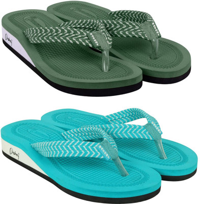 DASHNY Women Slippers(Blue , 7)