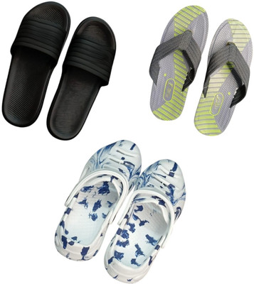 BLIBBERS Men Slippers(Black, Grey, Multicolor , 9)