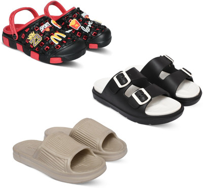 Acorn Men Slides(Red, Black, Beige , 8)