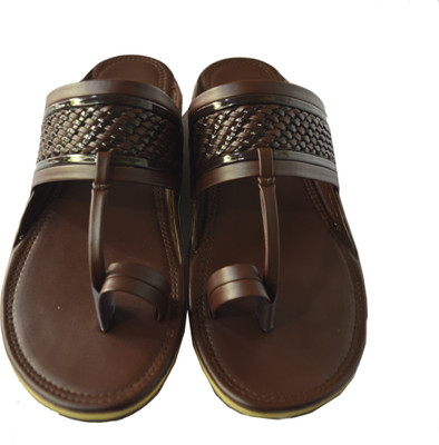 Kolapuri Men Flip Flops(Brown , 6)