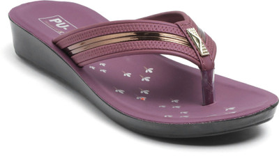 RRIDDERS Women Flip Flops(Maroon , 8)