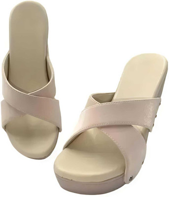 Goavail Women Flip Flops(Beige , 5)