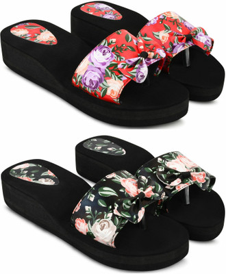 SHIPEE Women Slides(Black , 4)