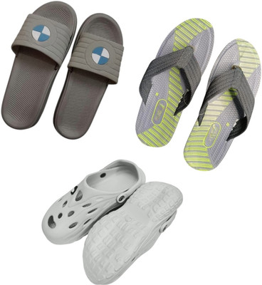 BLIBBERS Men Slippers(Grey, Off White, Green , 6)