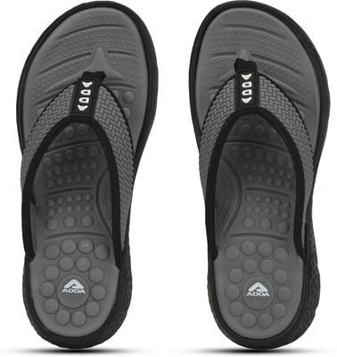 Adda Men Flip Flops(Grey, Black , 7)