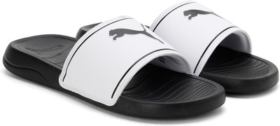 PUMA Men Marine 393452 Men Slides| Stylish | Comfy | Super soft | Ultra-Light | Slippers Slides(Black, White , 10)