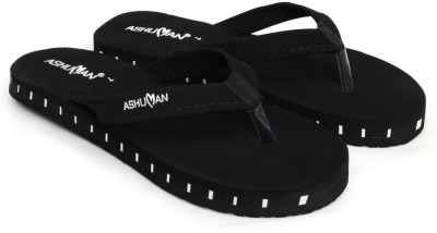 ASHUMAN Women Slippers(Black , 4)