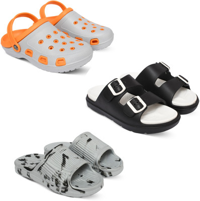 Acorn Men Slides(Orange, Black, Grey , 10)