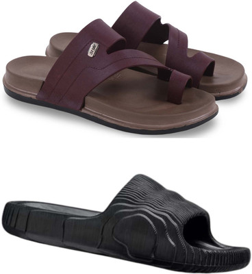 Pampy Angel Men Slippers(Maroon, Black , 8)
