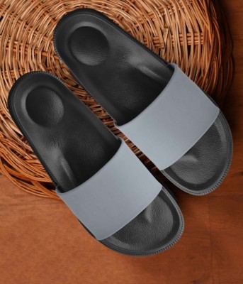 slipover Men Casual Comfort Trendy Stylish Slip-On Slipper, Flip Flops & Slides For Men-Grey/Black (Size-8) Slides(Grey, Black , 8)