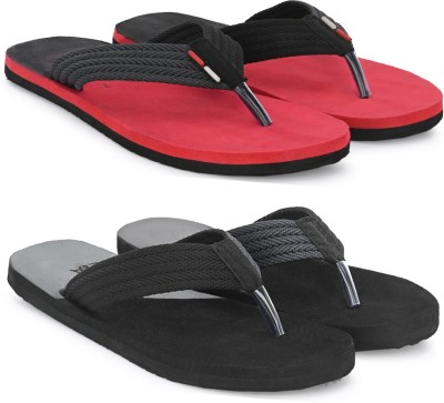 Magnolia Men Flip Flops(Grey, Red , 10)