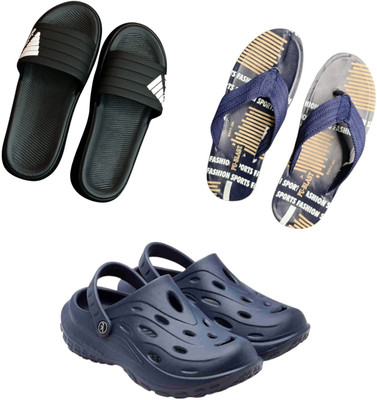 BLIBBERS Men Slippers(Black, Blue, Navy , 9)