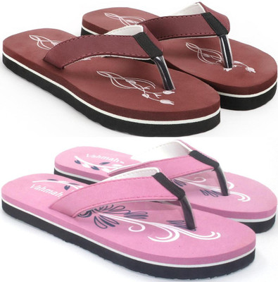 VAHMAH Women Slippers(Maroon, Pink , 5)