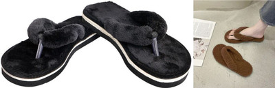 rexizone Women Flip Flops(Black, Brown , 4)
