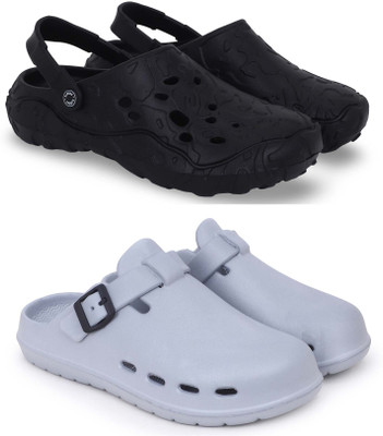 Kapani Fashion Men Clogs(Black, Grey , 6)