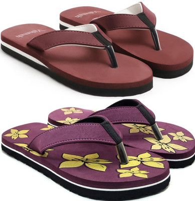 VAHMAH Women Slippers(Maroon, Purple , 5)