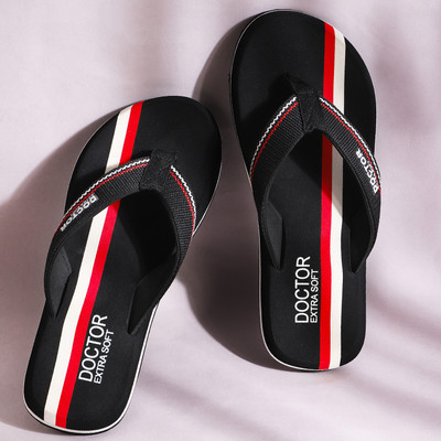 DOCTOR EXTRA SOFT Men House Slipper| Lightweight Durable | Super Soft Comfortable for Men's D-33 Flip Flops(Black , 6)