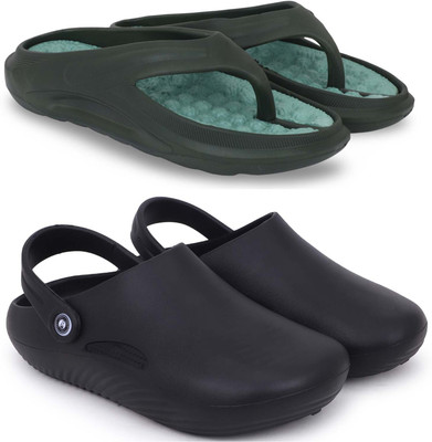 Kapani Fashion Men Slippers(Green, Black , 7)