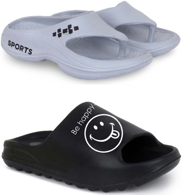 KAPYANSH Men Slippers(Grey, Black , 7)