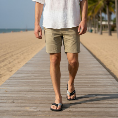 Hilux Men Flip Flops(Black, Off White , 7)