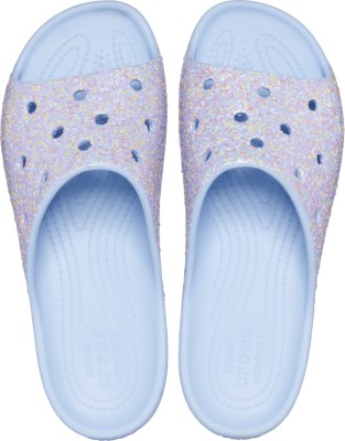 CROCS Women Classic Platform Glitter Slides(Blue , 2 UK/India)