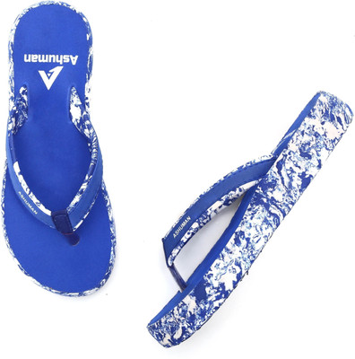 ASHUMAN Women Flip Flops(Blue , 9)