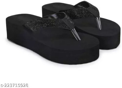 VAISNNAVIHUBB Women Flip Flops(Black , 3)