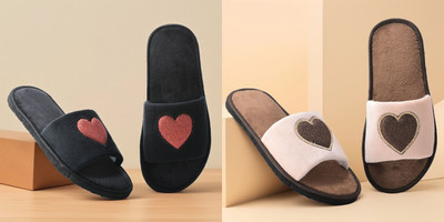 Y key Women Flip Flops(Black, Beige , 4)