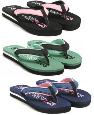 zebio Women Slippers(Black, Pink, Green, Black, Navy, Pink , 6)