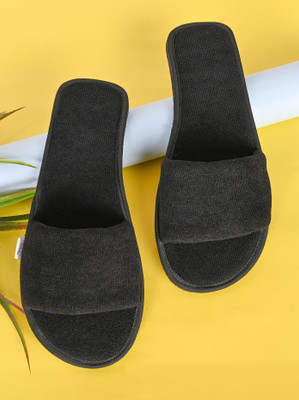 Mifuzi Men Men's House Soft Slippers Slip on Bedroom Indoor Home Trendy Room Cloth Slipper Slides(Black , 4)