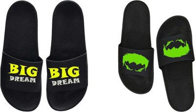 nvisan Men Slides(Yellow, Green, Black , 7)