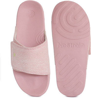 NoStrain Women Wave Printed Canvas Slides(Pink , 7)