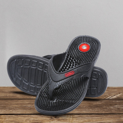 Unistar Men Acupressure|Flip-Flops|Natural Leg Foot Massager Slippers(Black , 8 UK/India)