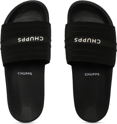 Chupps Women Stitch Black Women's Comfortable Slides & Flip Flop Slides(Black , 6)