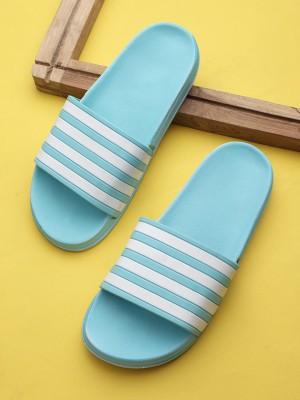 KAPYANSH Women Slides(Blue, White , 8)