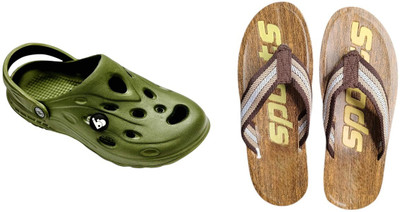 BLIBBERS Men Slippers(Green, Brown , 8)