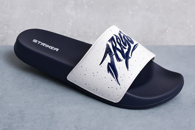 STRIKER Men Slides(White, Blue , 7)