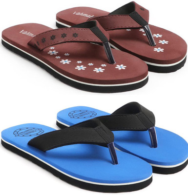 VAHMAH Women Slippers(Maroon, Blue , 5)