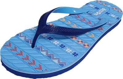 ACTION MILANO Women Flip Flops(Blue , 8)