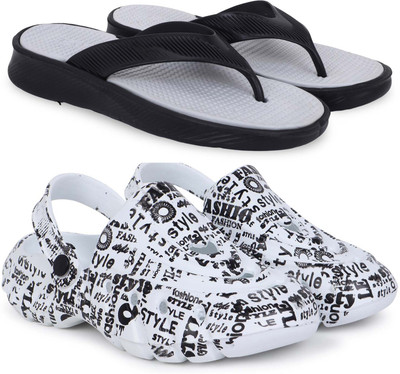 Pampy Angel Men Slippers(Grey, White , 8)
