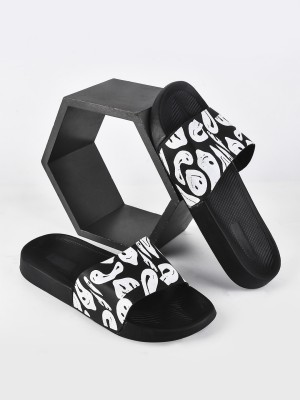 Foot Print Men Slides(Black , 11)