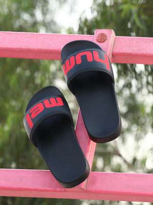 HUMMEL Men Slides(Black, Red , 10)